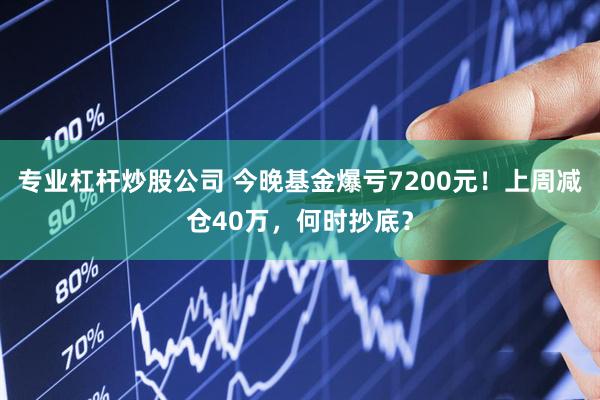 专业杠杆炒股公司 今晚基金爆亏7200元！上周减仓40万，何时抄底？