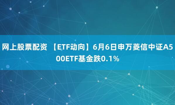 网上股票配资 【ETF动向】6月6日申万菱信中证A500ETF基金跌0.1%
