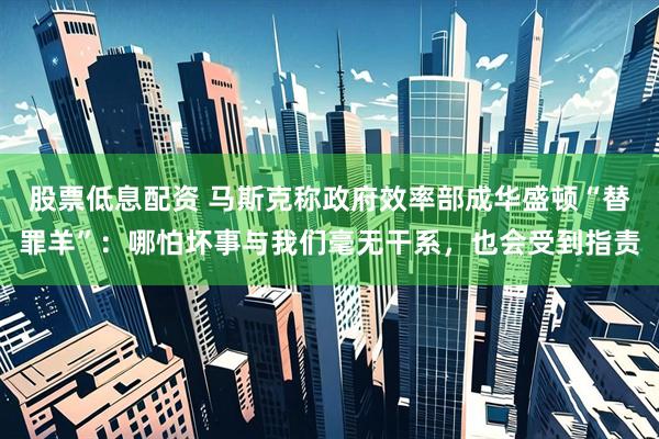 股票低息配资 马斯克称政府效率部成华盛顿“替罪羊”：哪怕坏事与我们毫无干系，也会受到指责
